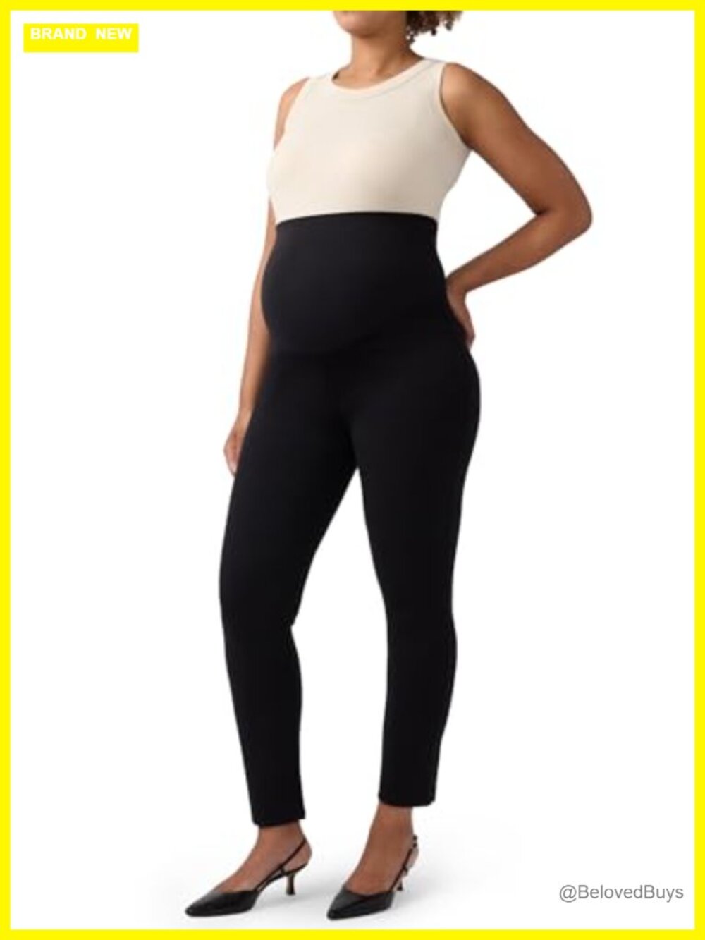Maternity Ponte Pants Pull On Over Belly Work Skinny Slacks